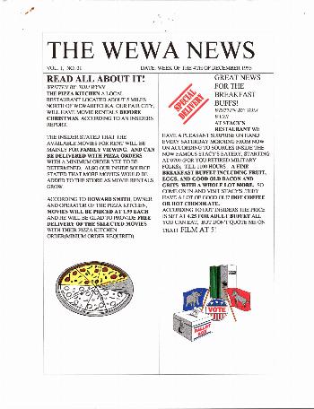The Wewa News — Volume 1, Issue 1, Page 1