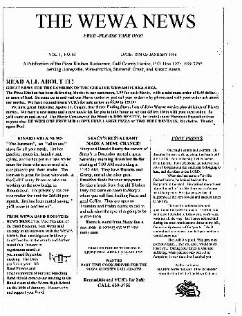 The Wewa News — Volume 1, Issue 3, Page 1