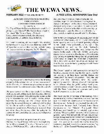 The Wewa News — Volume 4, Issue 2, Page 1