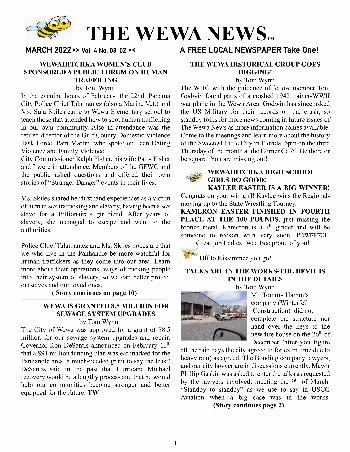 The Wewa News — Volume 4, Issue 3, Page 1