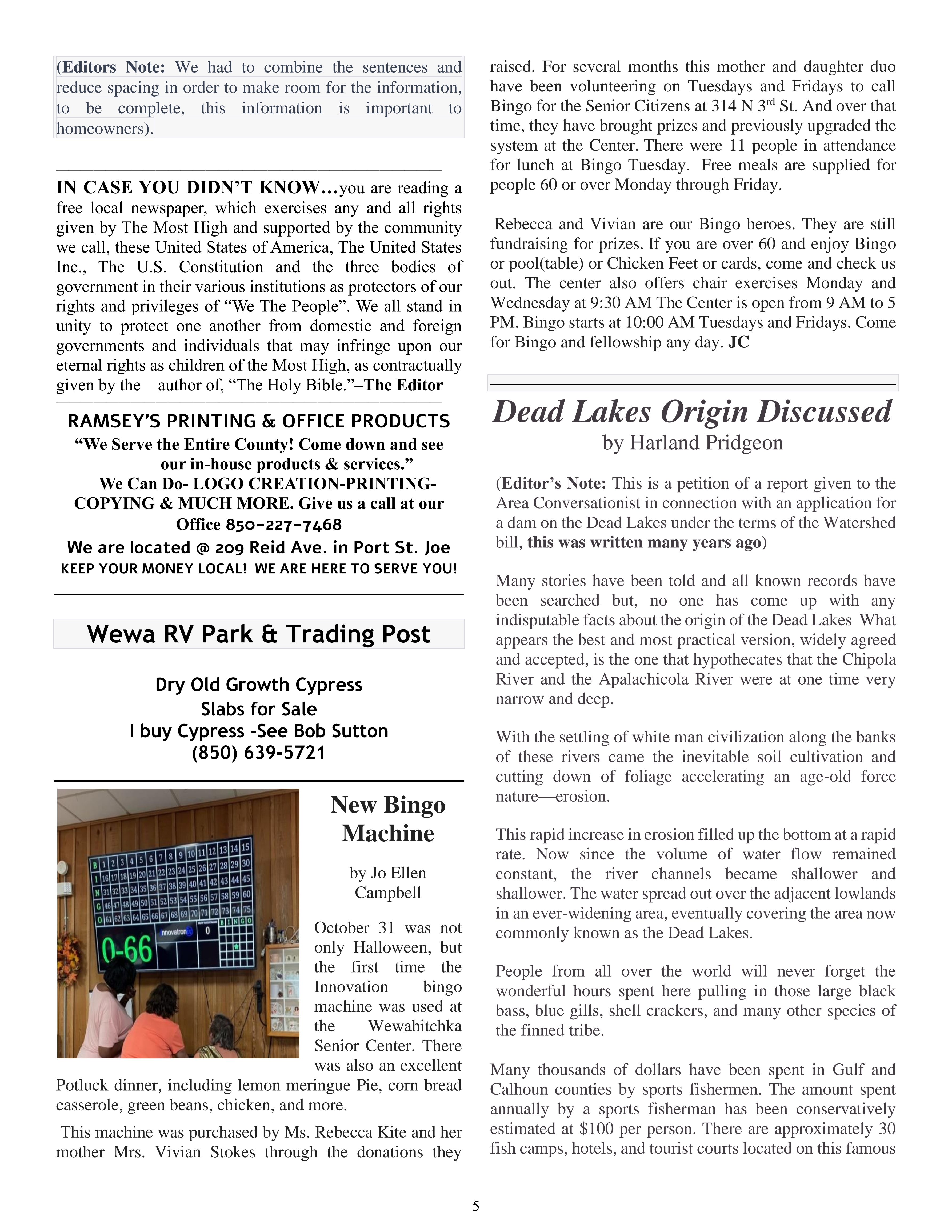 The Wewa News — Volume 5, Issue 12, Page 5