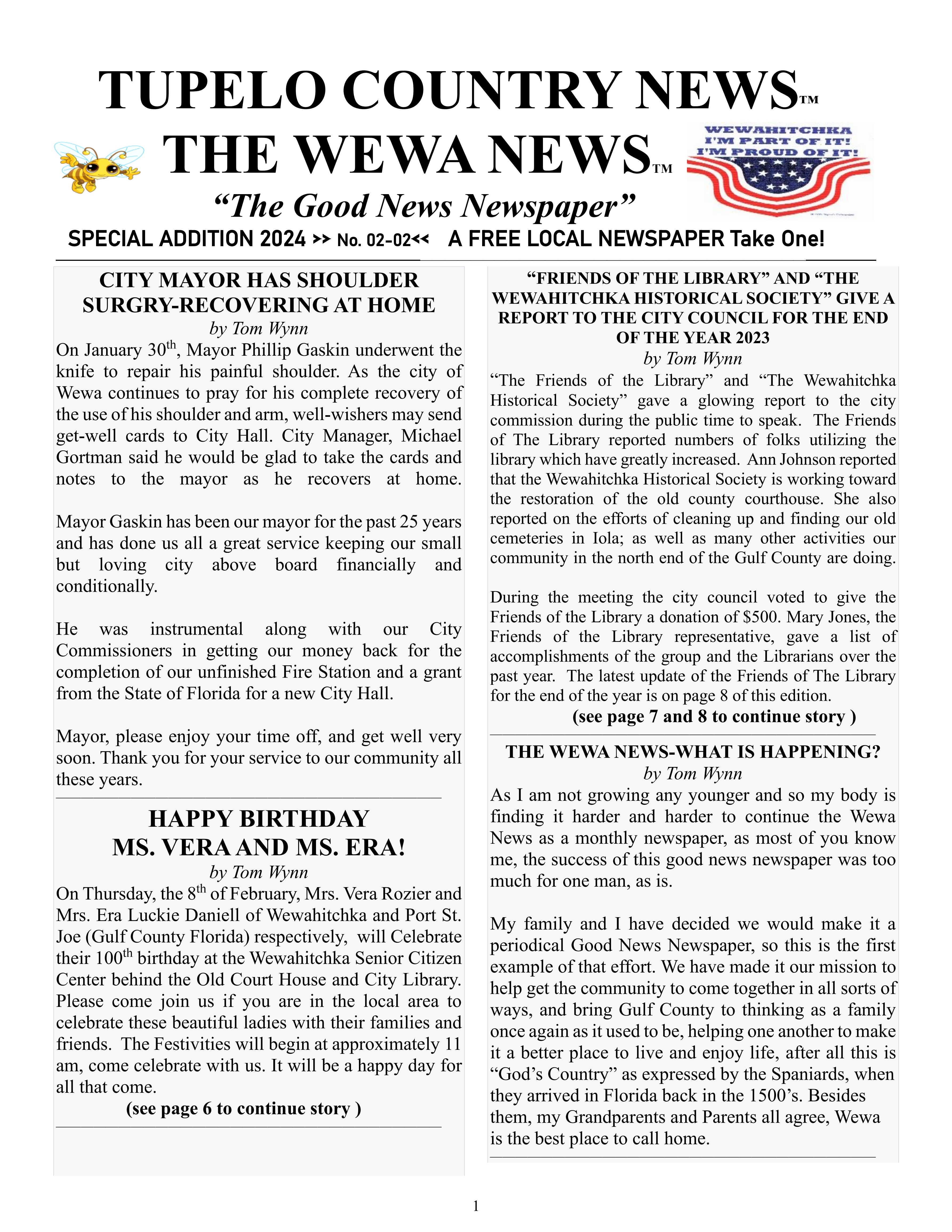 The Wewa News — Volume 6, Issue 2, Page 1
