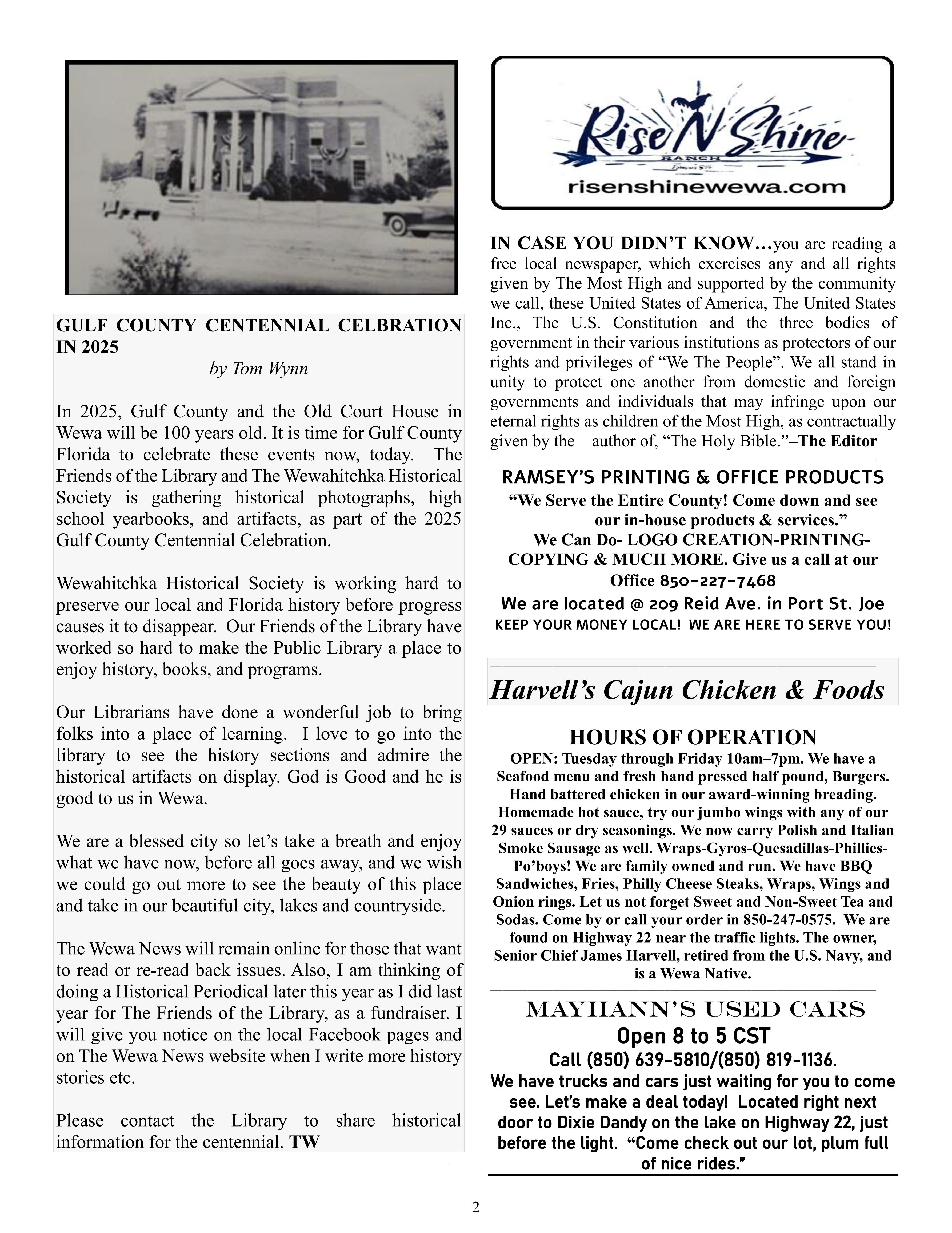 The Wewa News — Volume 6, Issue 2, Page 2
