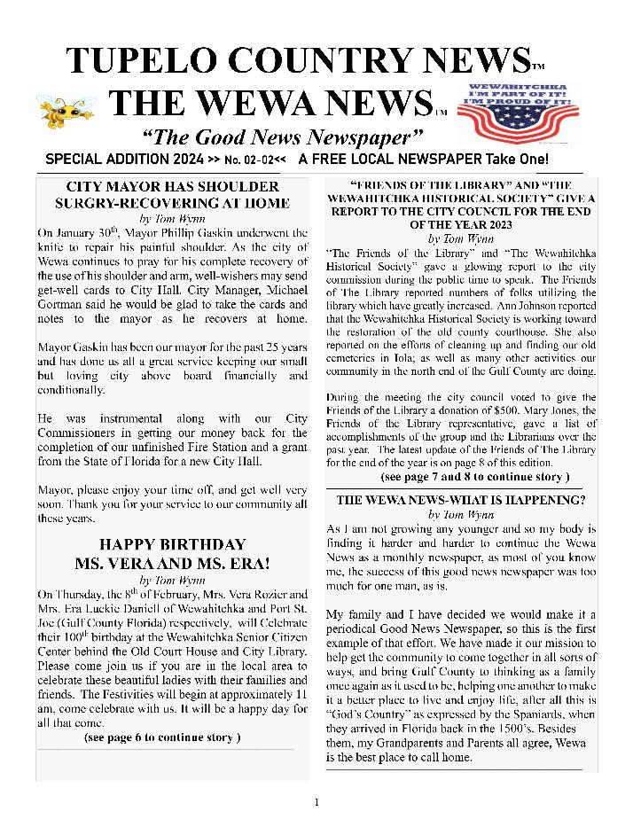 The Wewa News — Volume 6, Issue 2, Page 1