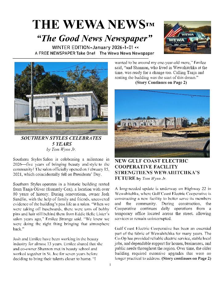 The Wewa News &mdash; Volume 8, Issue 1, Page 1