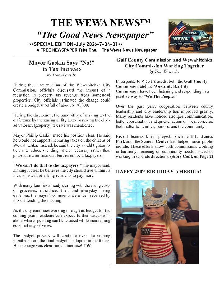 The Wewa News &mdash; Volume 8, Issue 4, Page 1