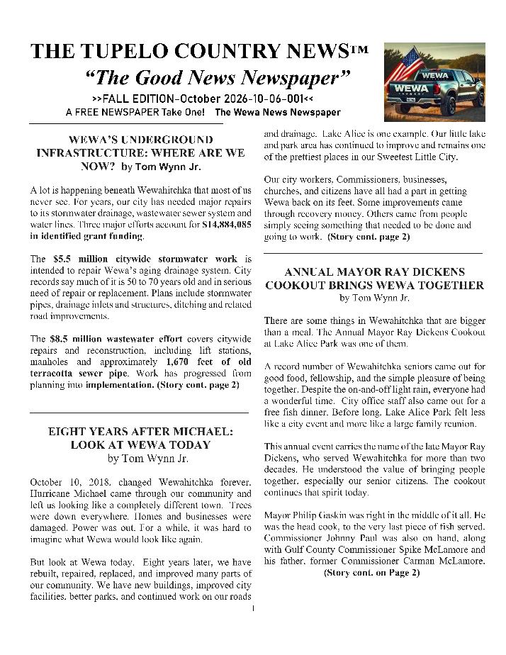 The Wewa News &mdash; Volume 8, Issue 6, Page 1